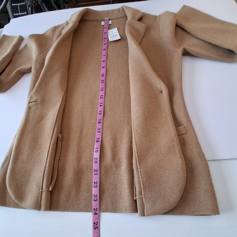 NEW J. Crew Factory Schoolboy Cotton Knit Sweater Blazer Sz Small Camel NWT - Picture 11 of 11